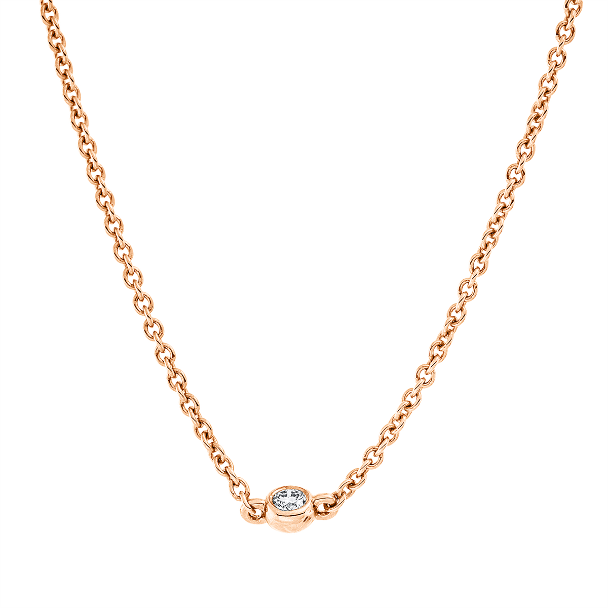 diamond full cut  modern woman necklace in red gold