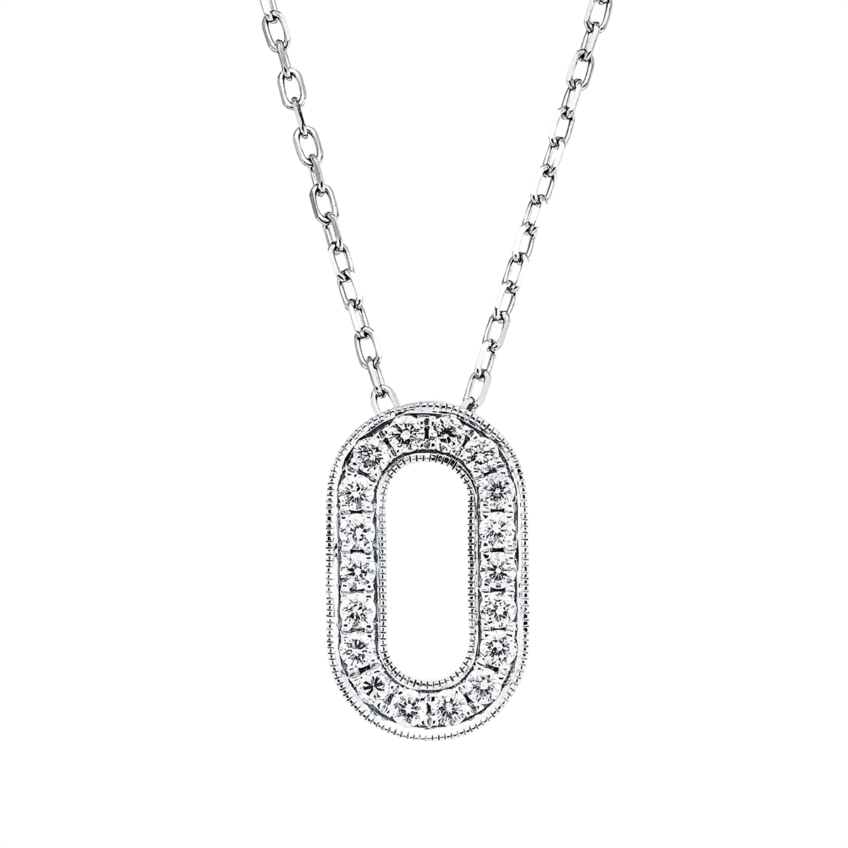 diamond full cut  modern woman necklace in white gold