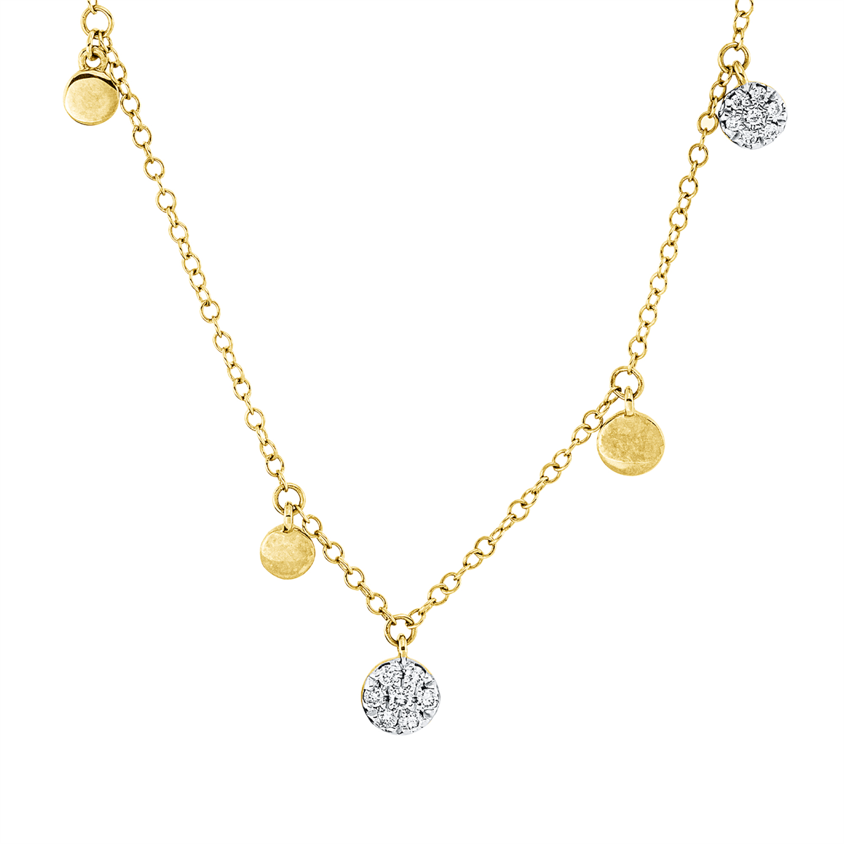diamond full cut  modern woman necklace in yellow gold