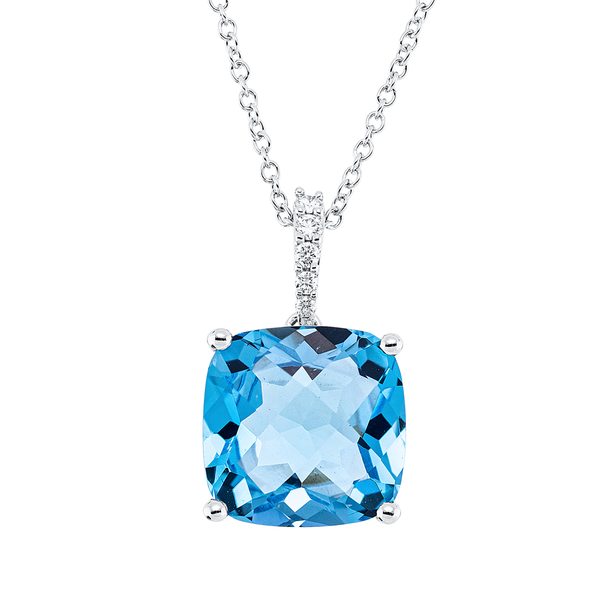 diamond full cut topaz colored stone fashion necklace in white gold