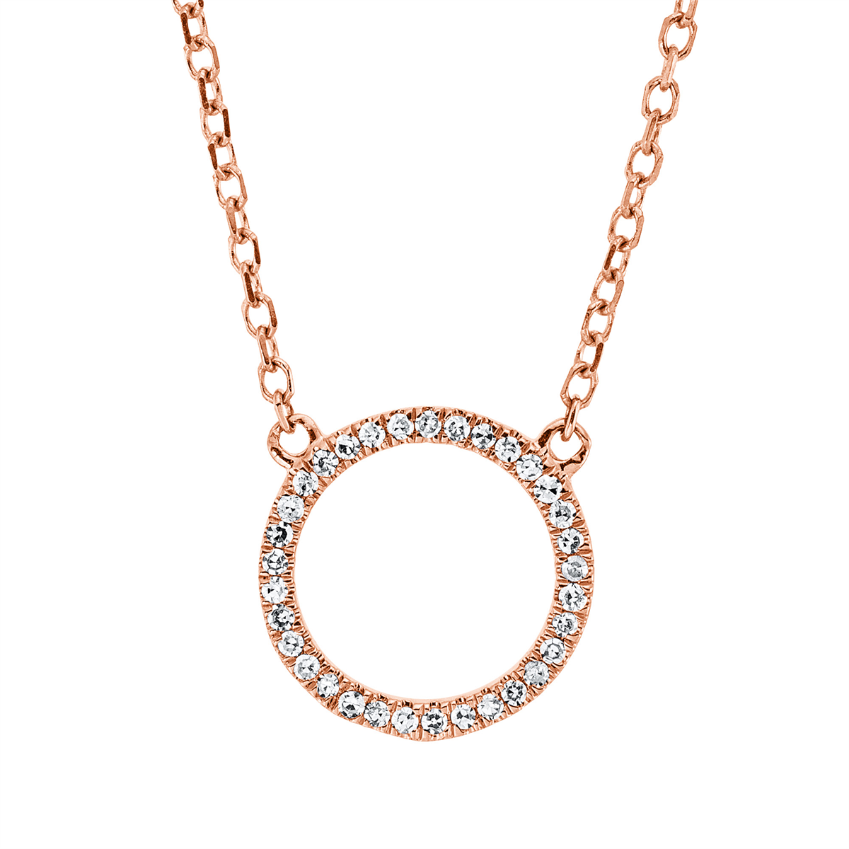 diamond single cut  modern woman necklace in red gold