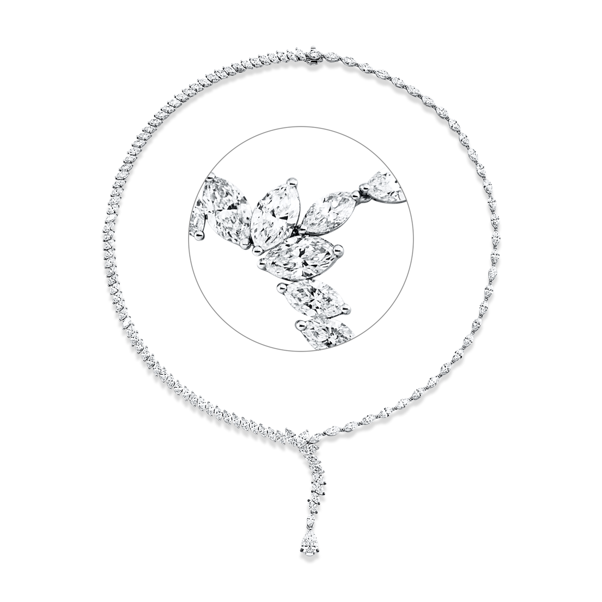 marquise  exclusive necklace in white gold