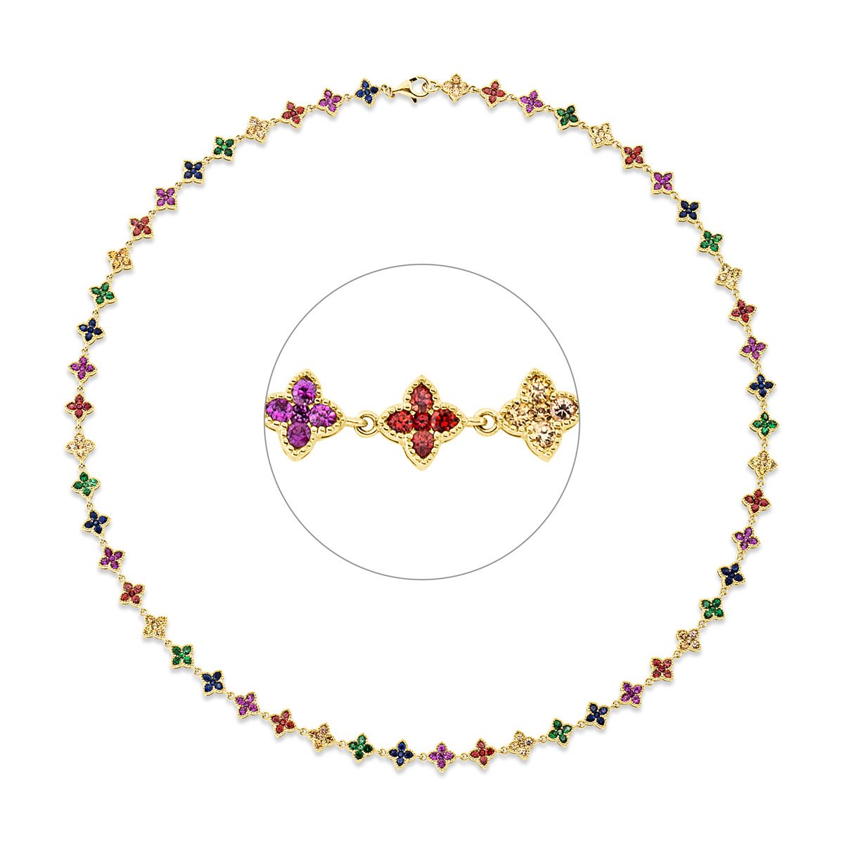 Klassieke halsketting met gekleurde stenen - 4O348