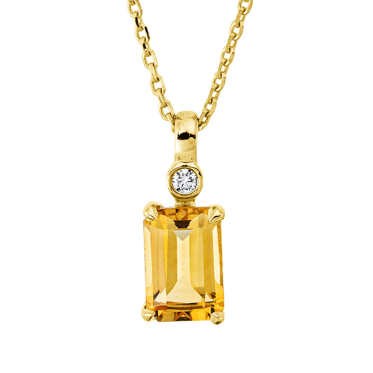 diamond full cut citrine colored stone fashion necklace in yellow gold