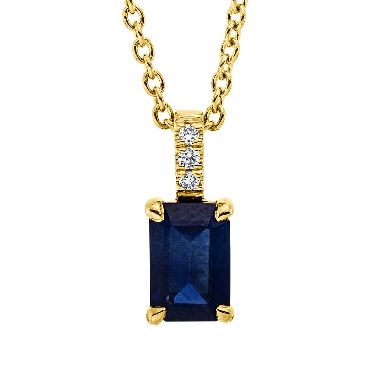 diamond full cut sapphire colored stone classic necklace in yellow gold