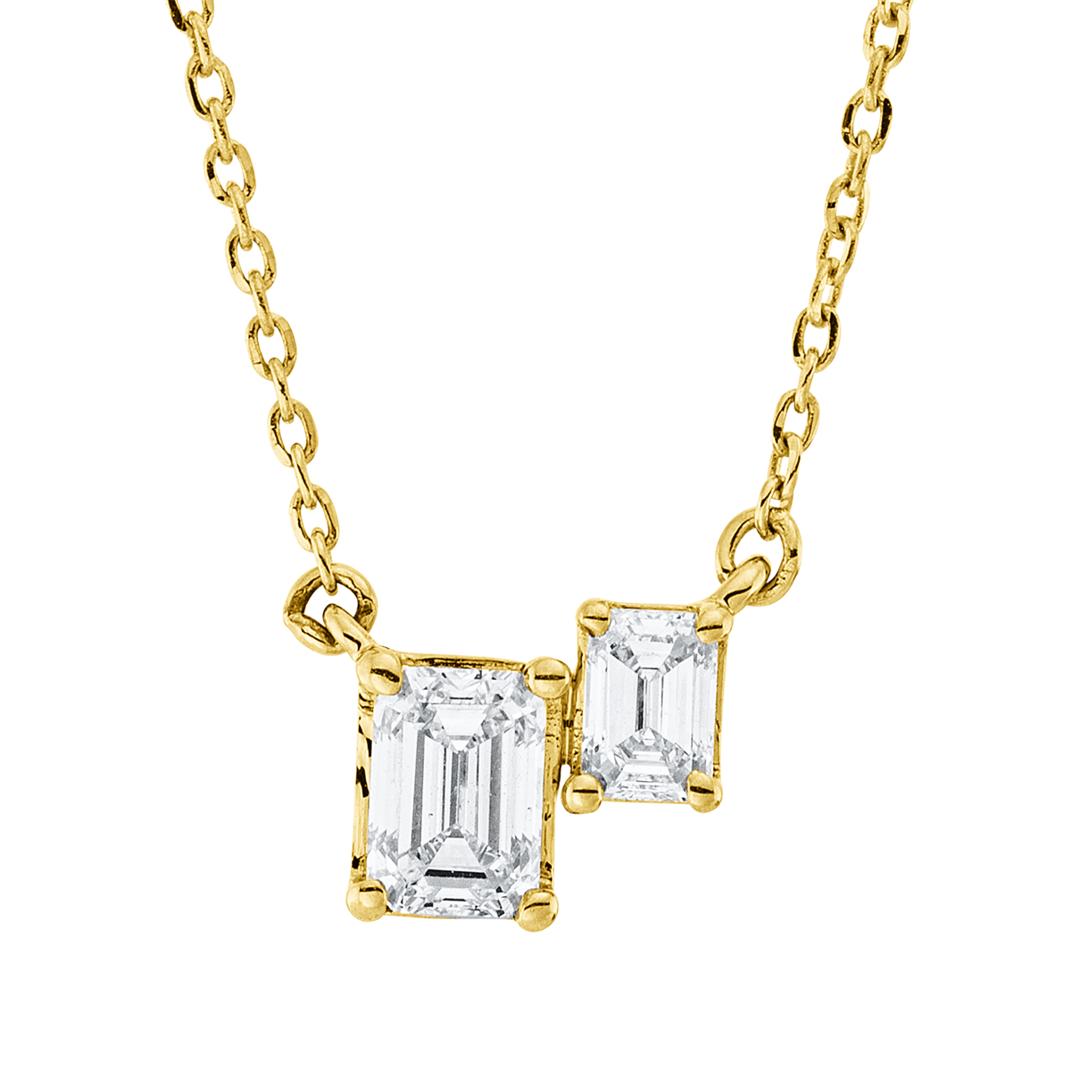 emerald cut  modern woman necklace in yellow gold