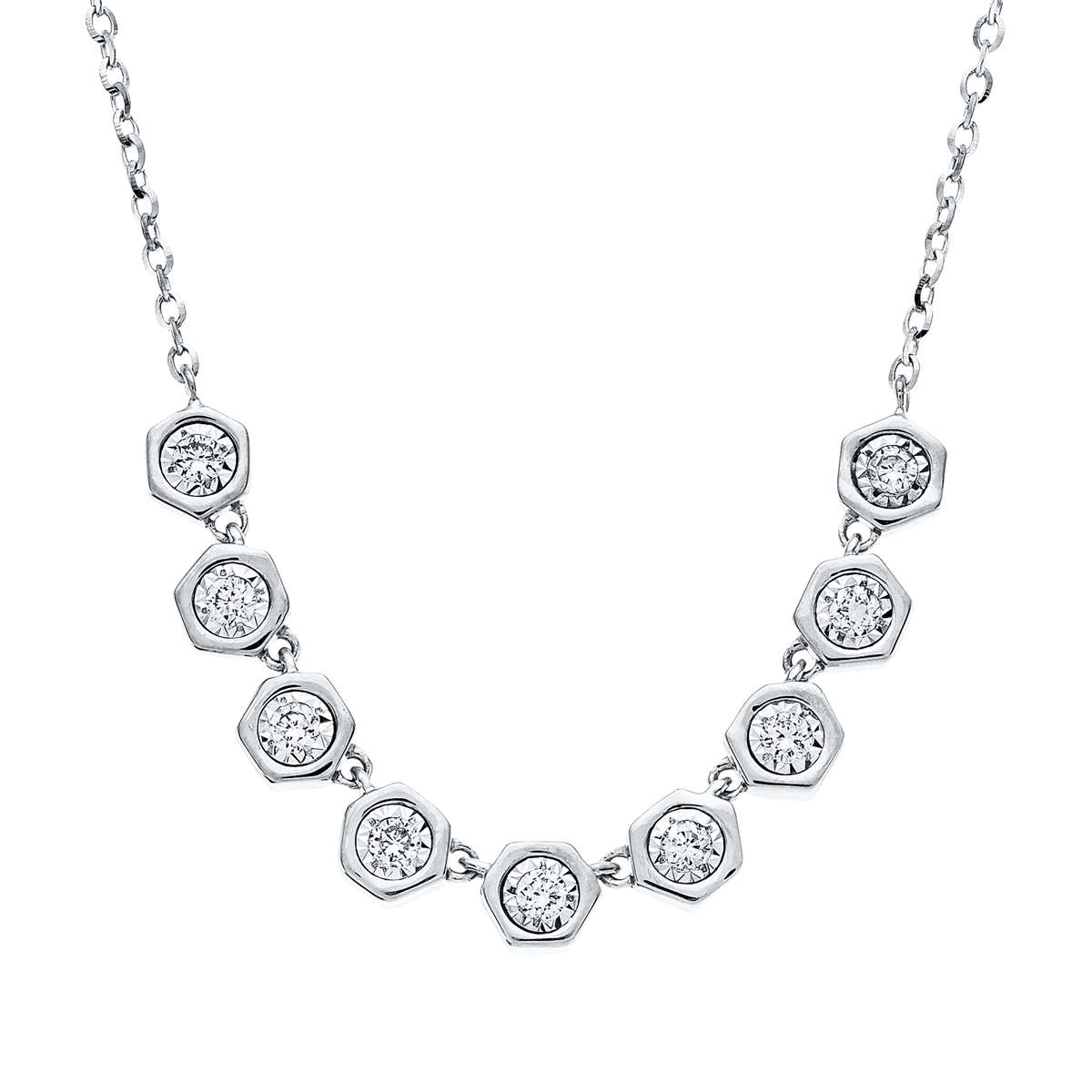 diamond full cut  modern woman necklace in white gold