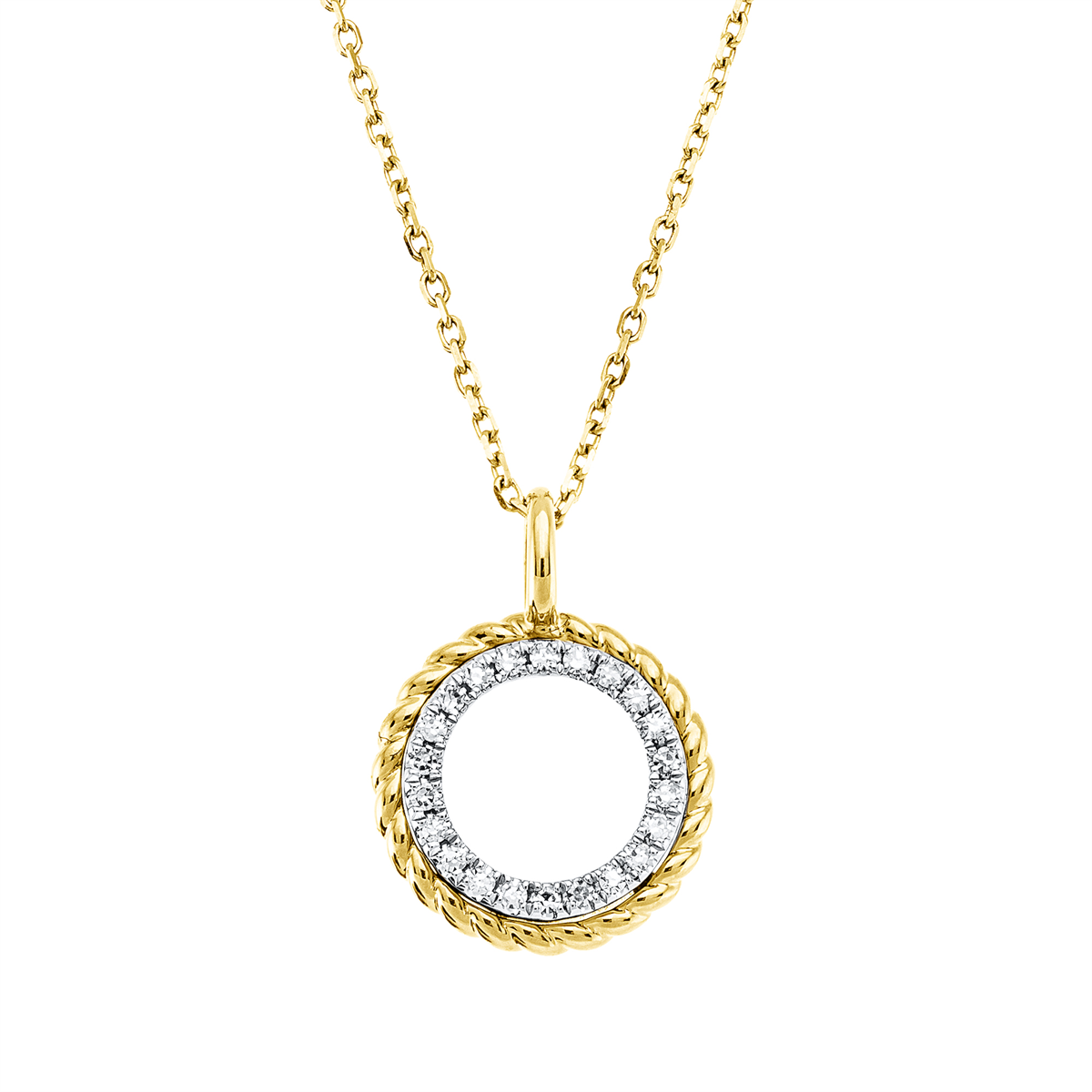diamond single cut  modern woman necklace in yellow gold / white gold