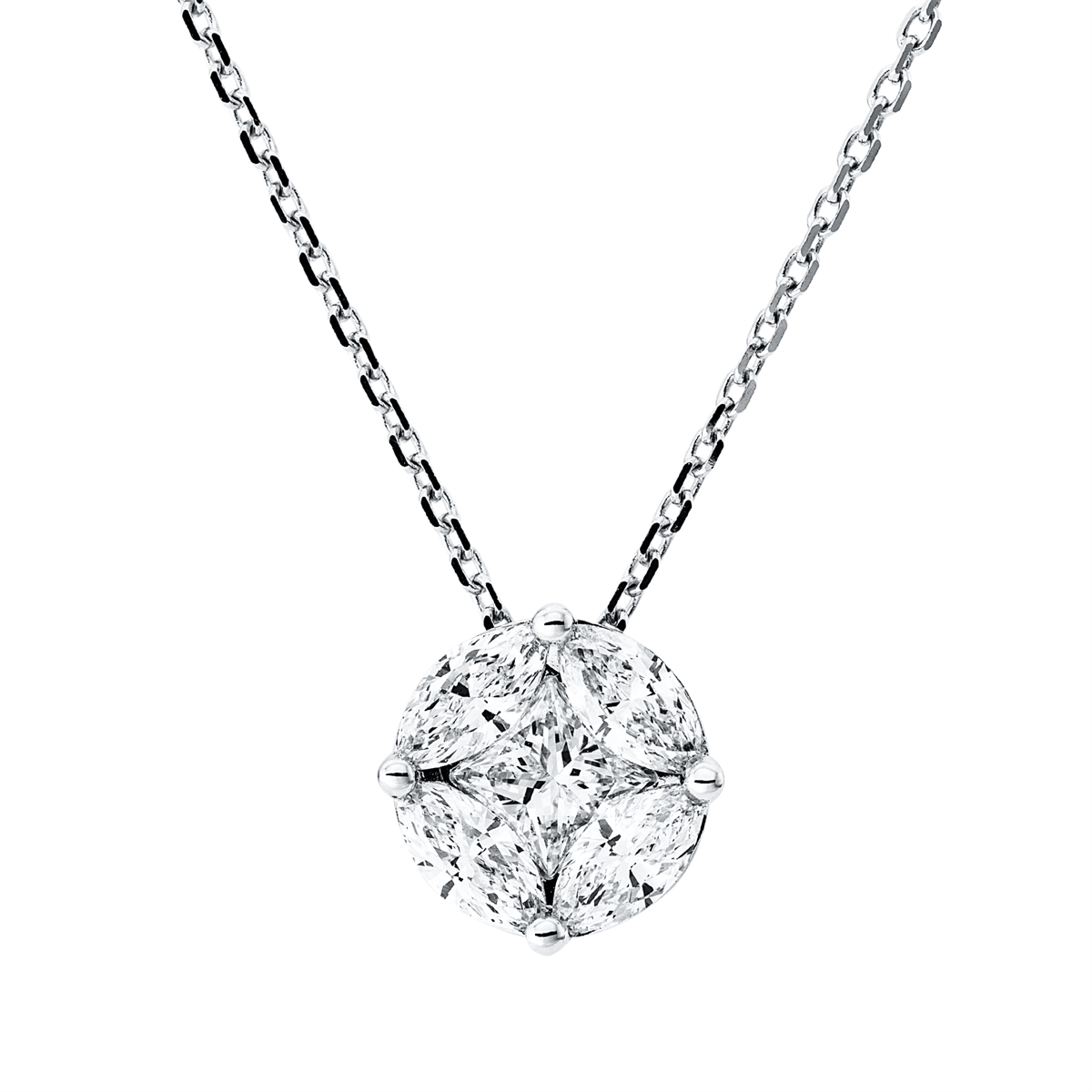 marquise  illusion classic necklace in white gold