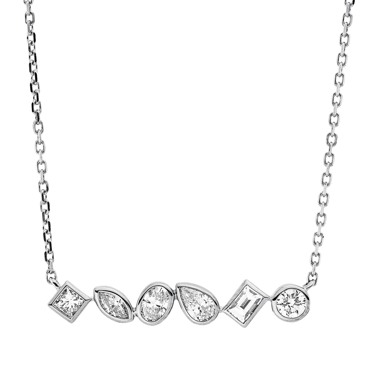 diamond full cut  modern woman necklace in white gold