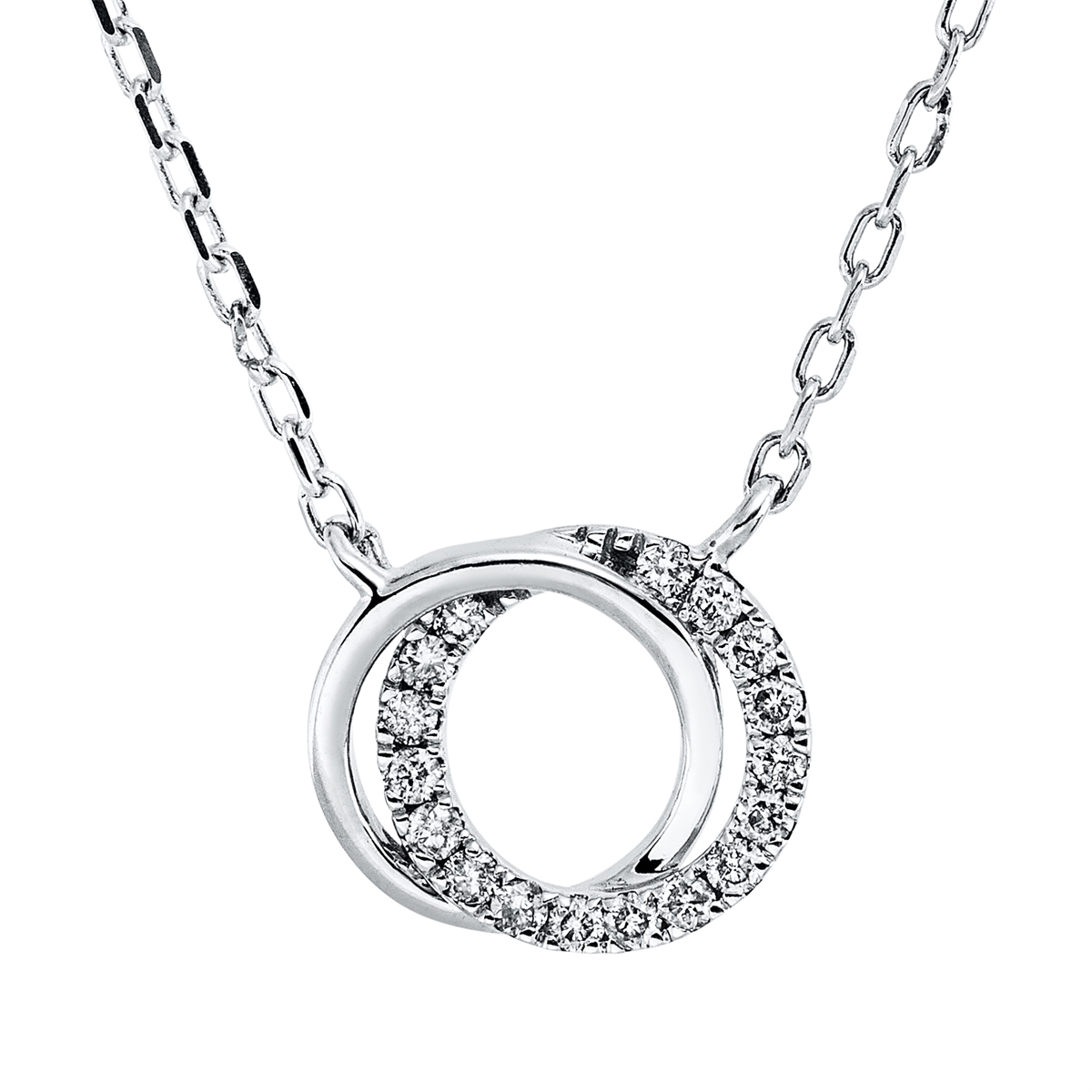 diamond full cut  modern woman necklace in white gold