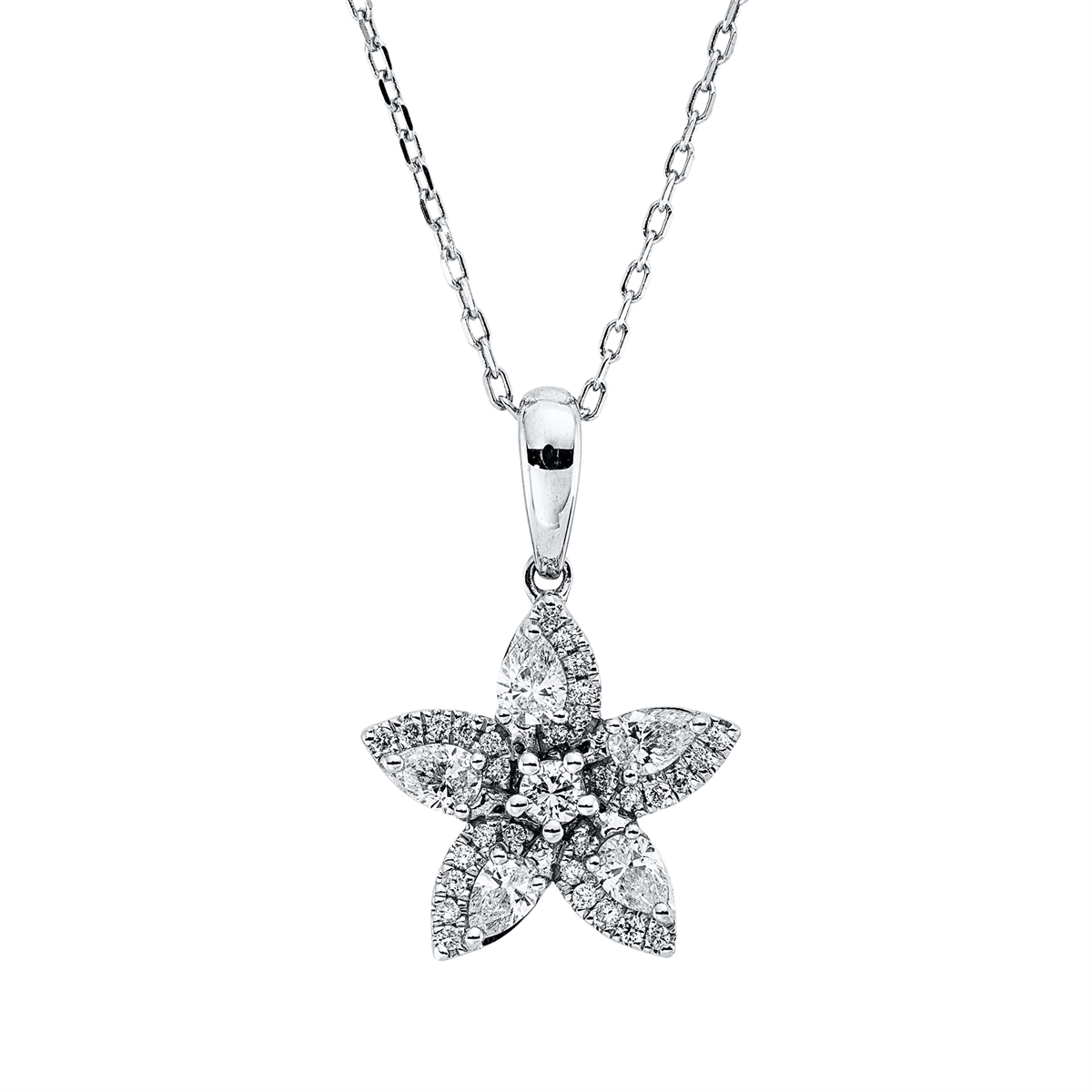 diamond full cut  modern woman necklace in white gold