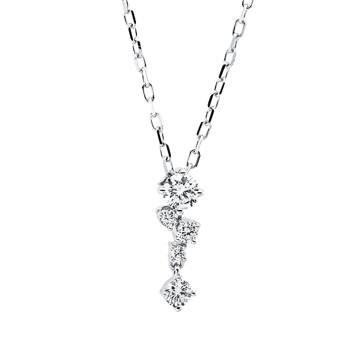 diamond full cut  modern woman necklace in white gold