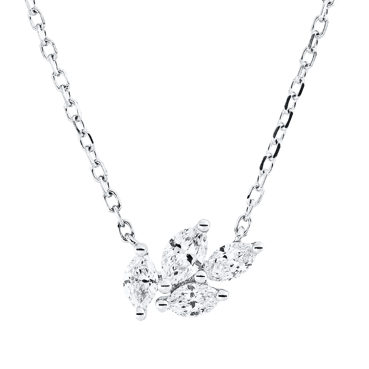 marquise  modern woman necklace in white gold