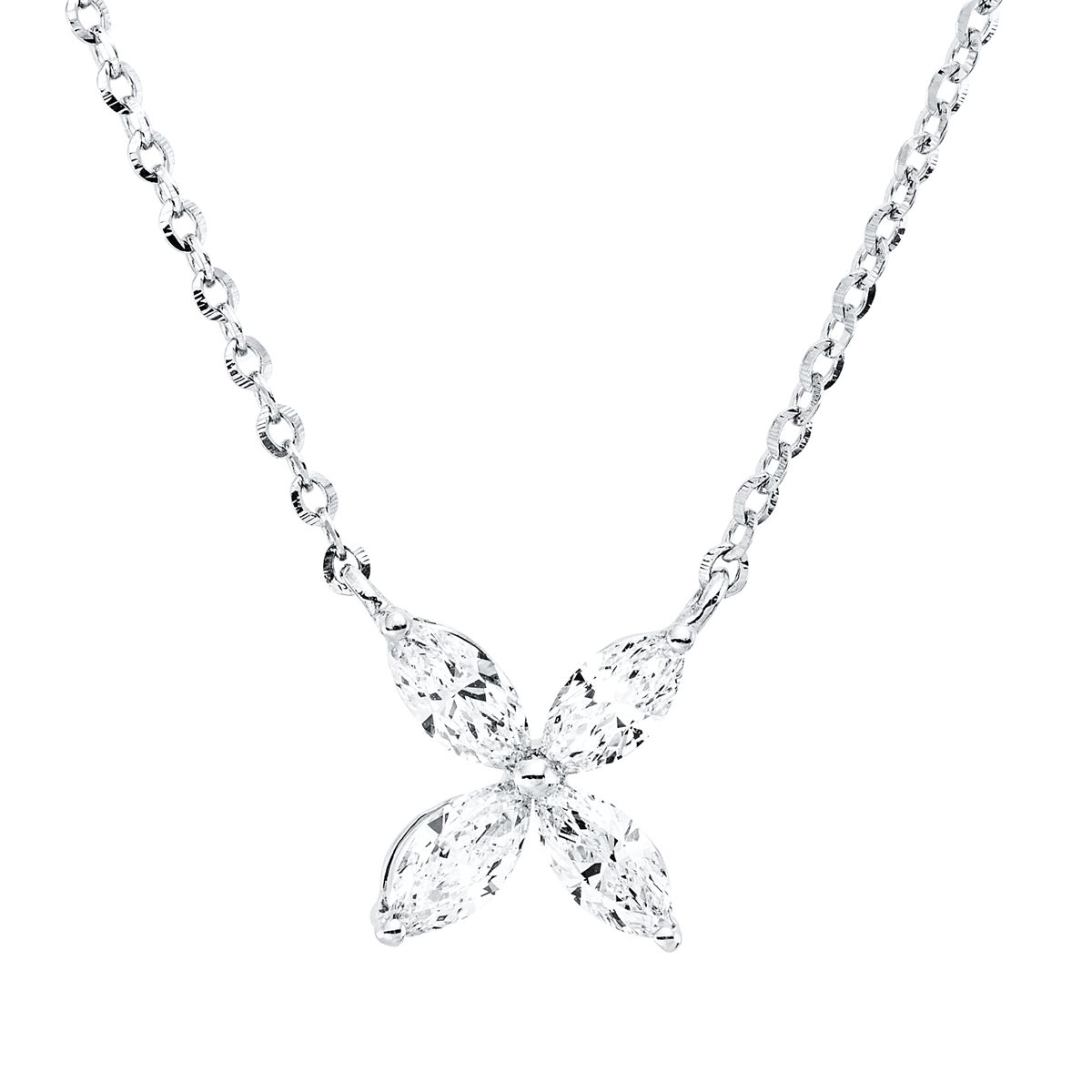 marquise  modern woman necklace in white gold