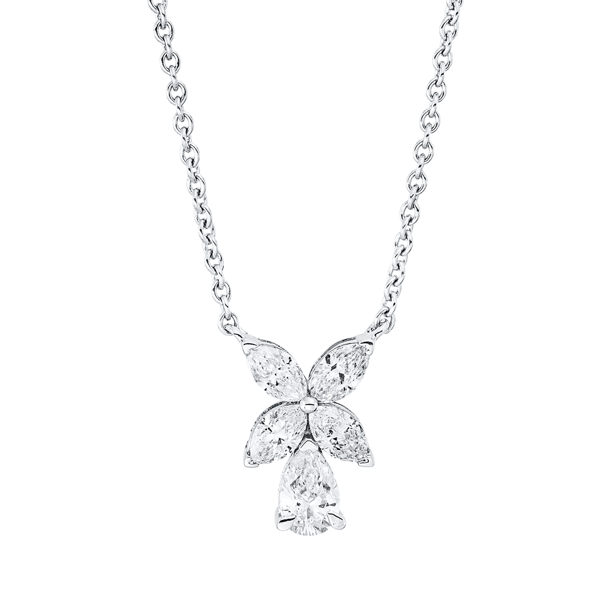 marquise  modern woman necklace in white gold