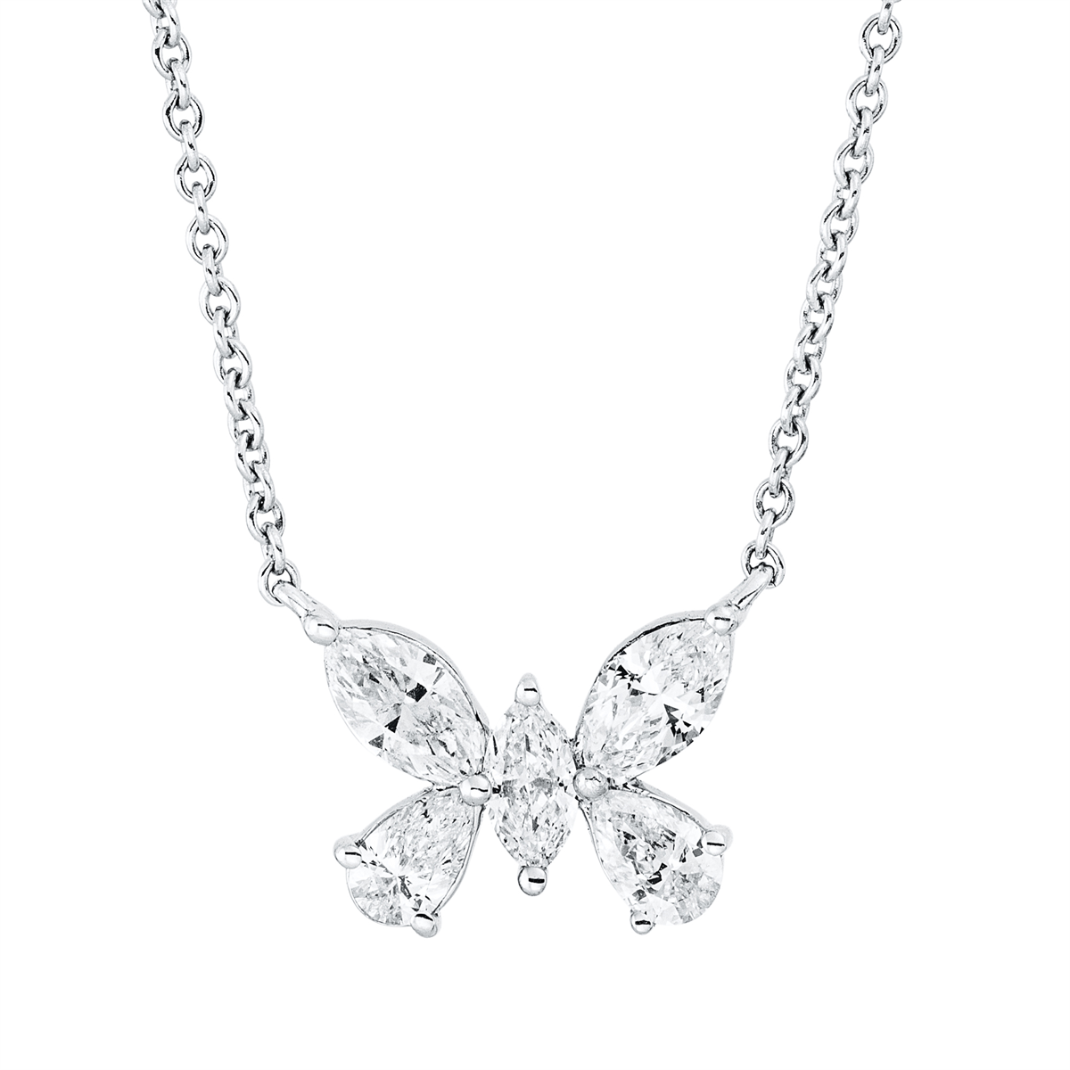pear shape  animal necklace in white gold