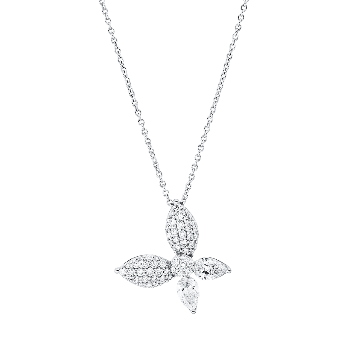 diamond full cut  animal necklace in white gold