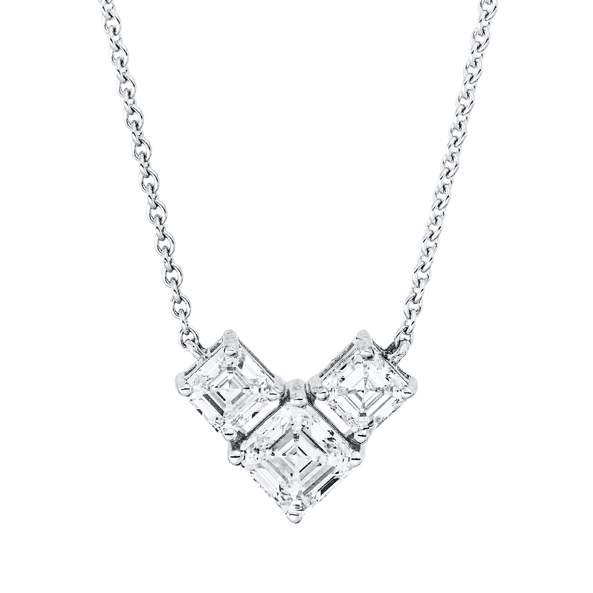 assher cut  exclusive necklace in white gold