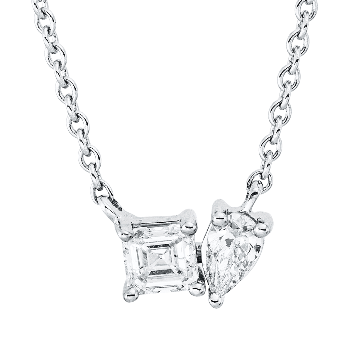 pear shape  modern woman necklace in white gold