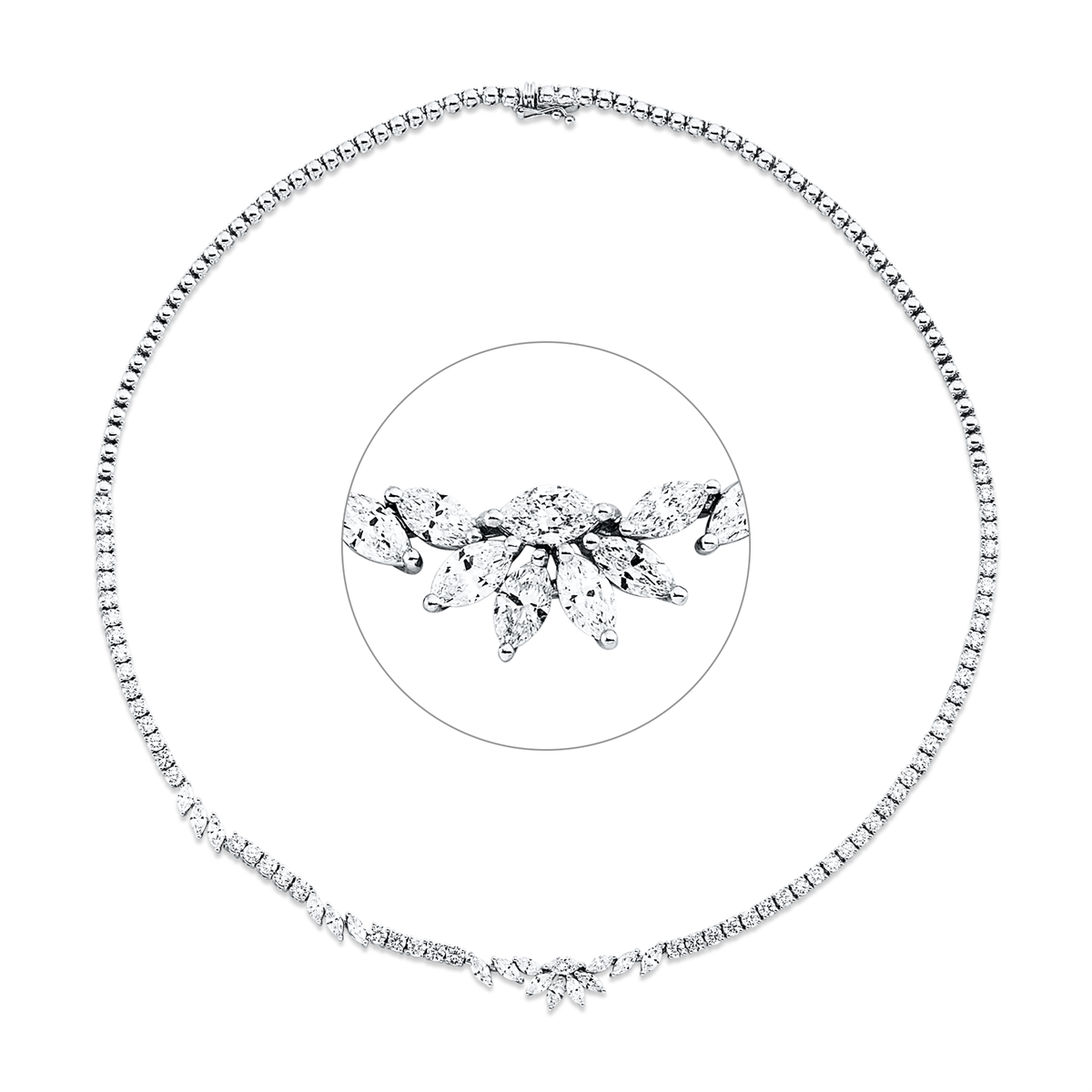 diamond full cut  exclusive necklace in white gold