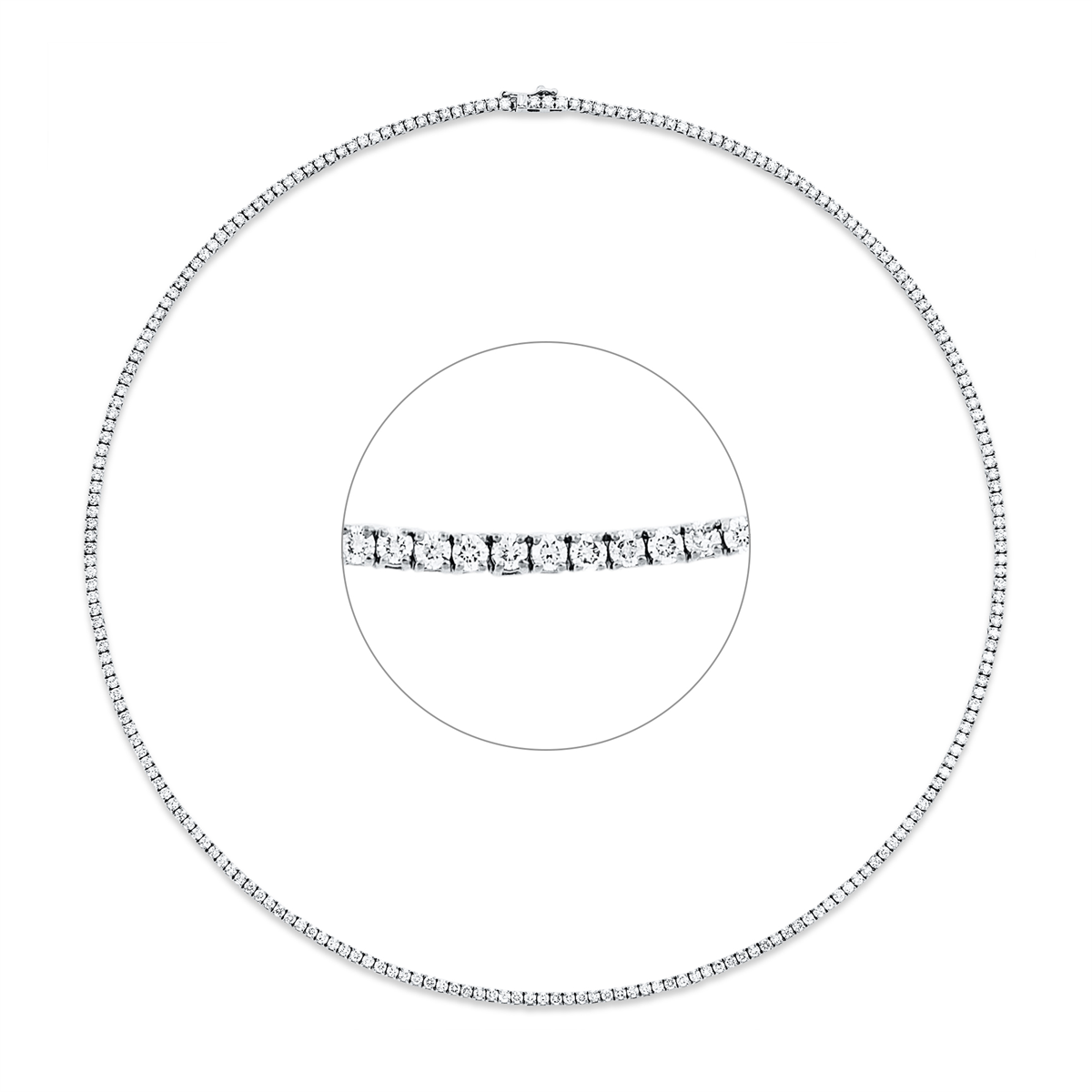 diamond full cut  tennis bracelet necklace in white gold