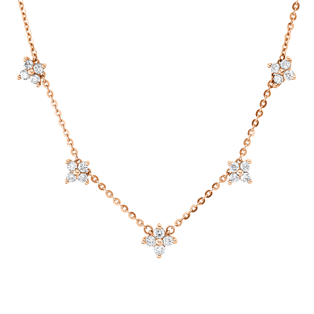diamond full cut  modern woman necklace in red gold