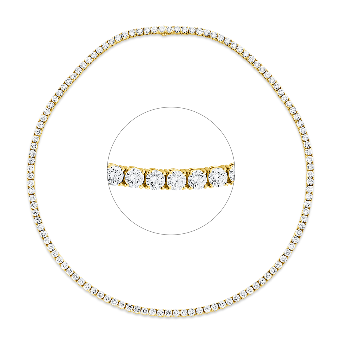 diamond full cut  tennis necklace necklace in yellow gold