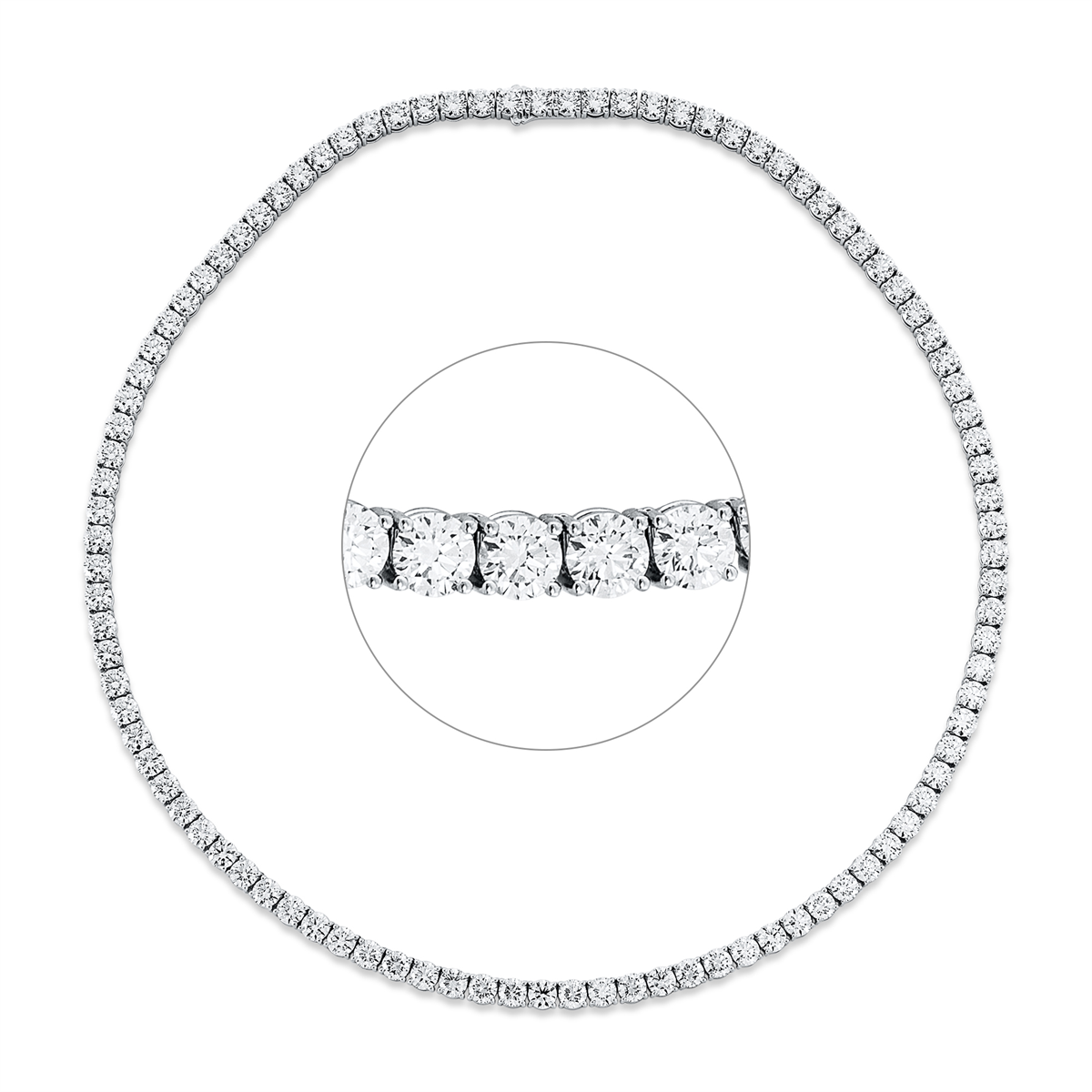 diamond full cut  tennis necklace necklace in white gold