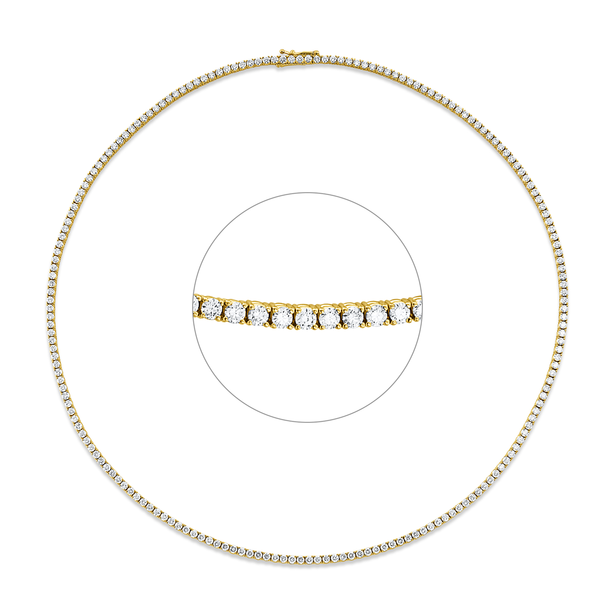 diamond full cut  tennis necklace necklace in yellow gold