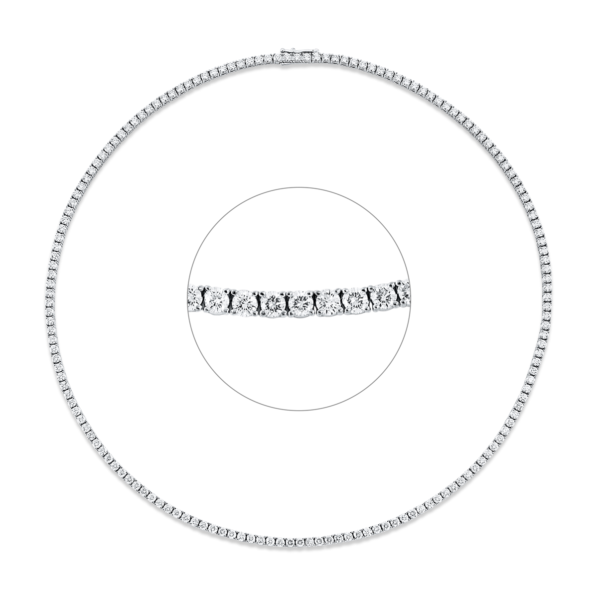 diamond full cut  tennis necklace necklace in white gold