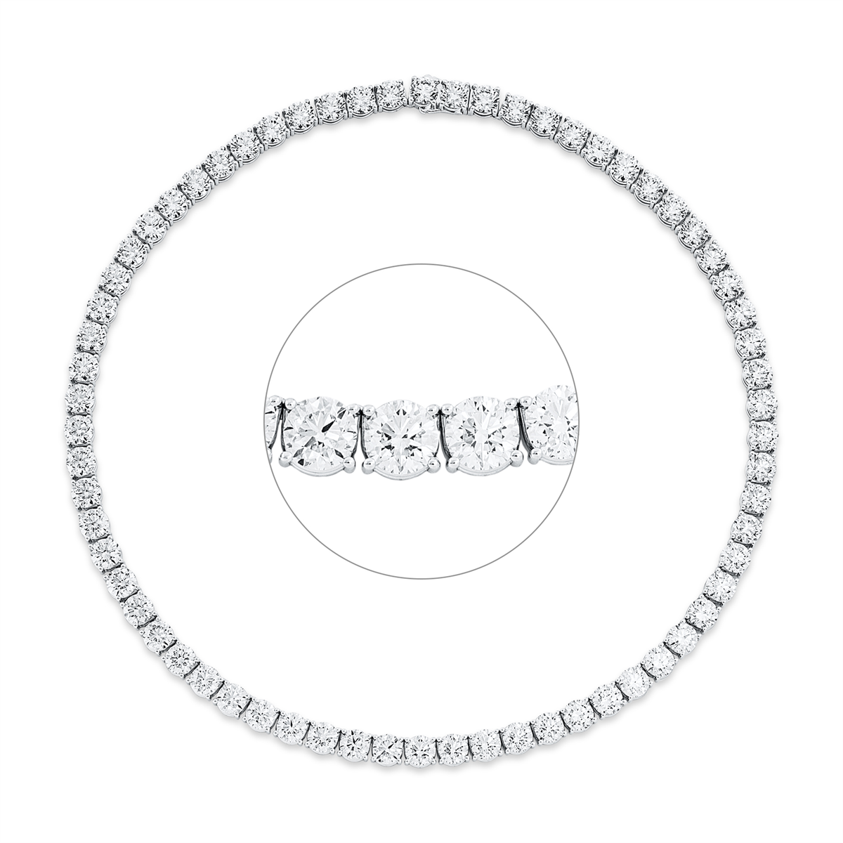 diamond full cut  tennis necklace necklace in white gold