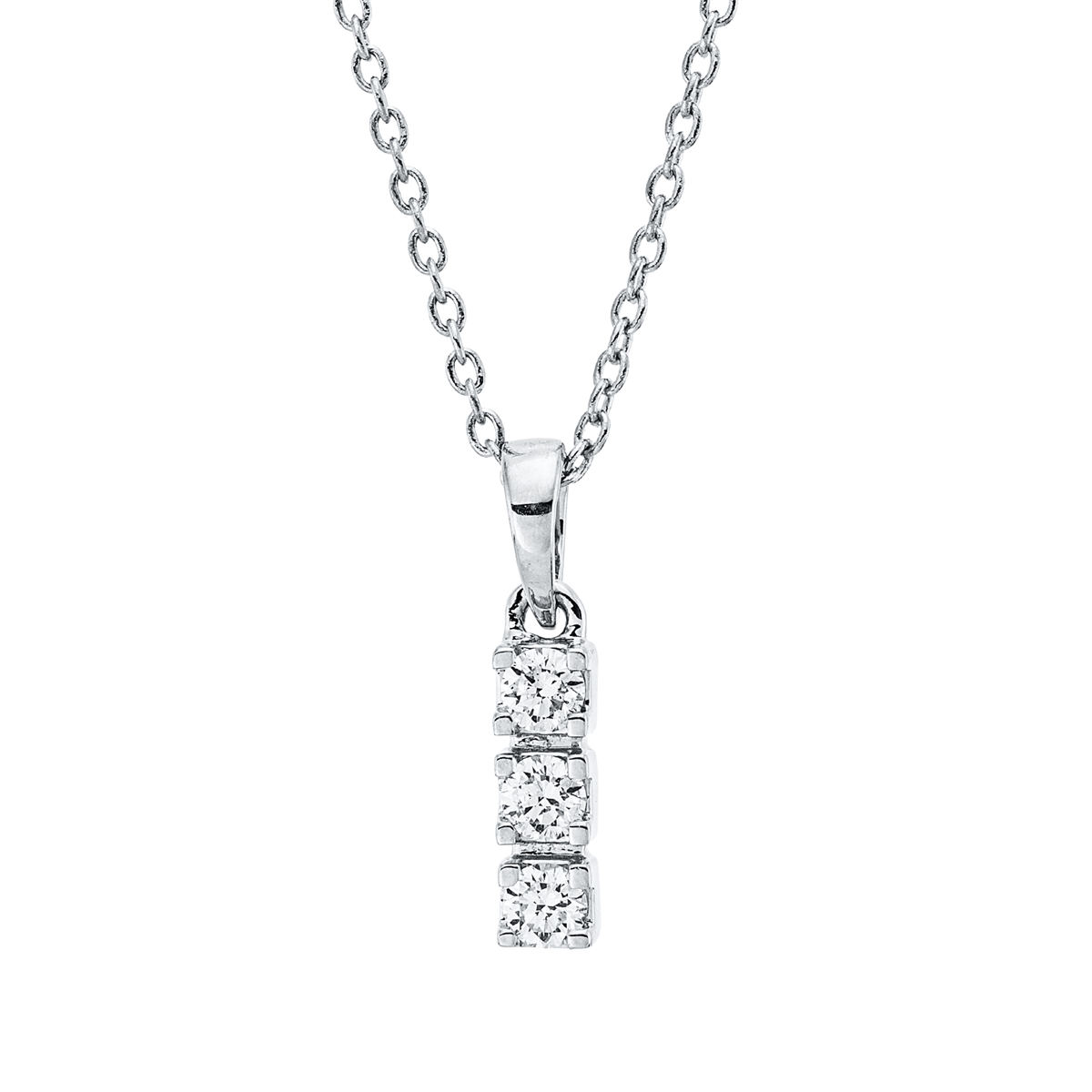 diamond full cut  modern woman necklace in white gold