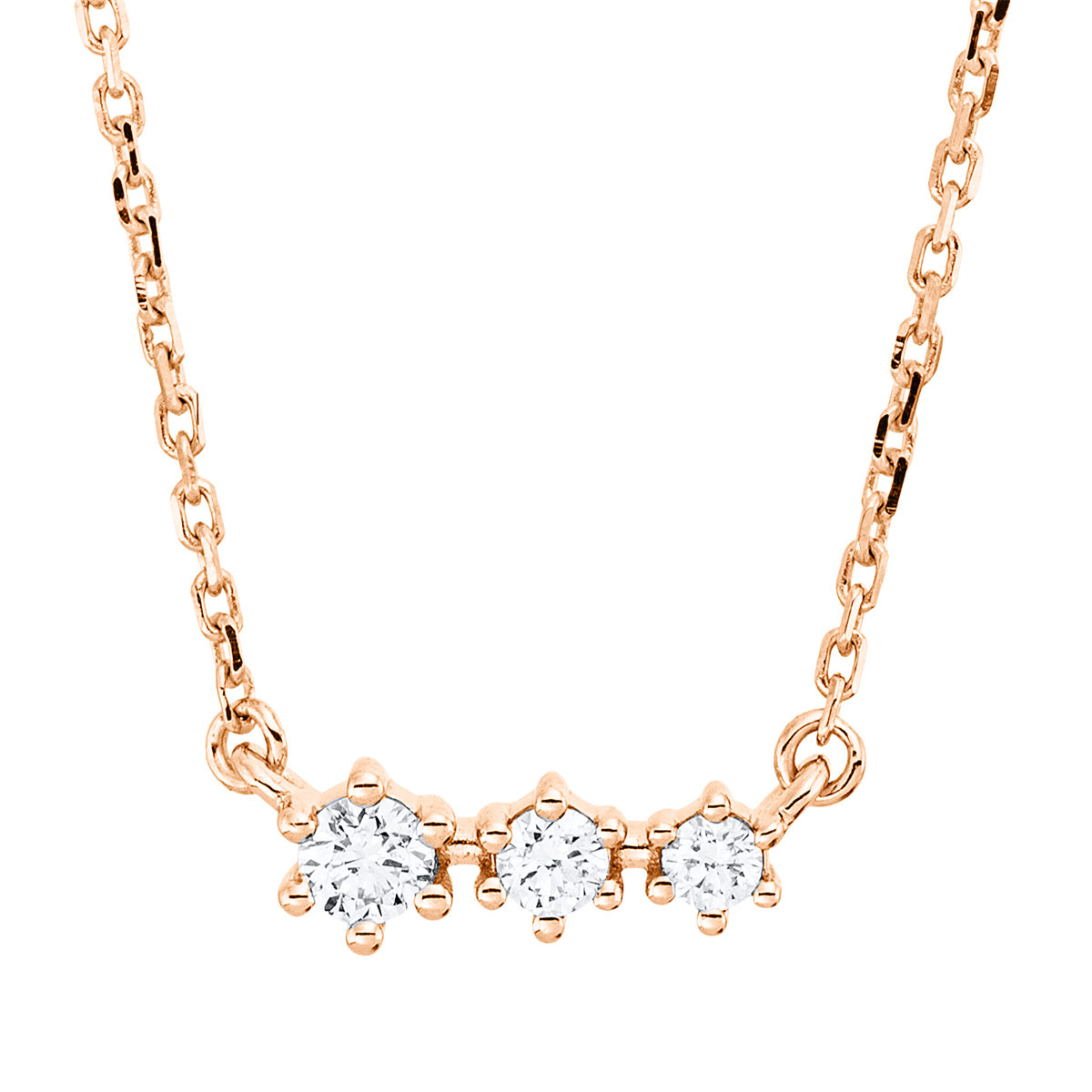 diamond full cut  modern woman necklace in red gold