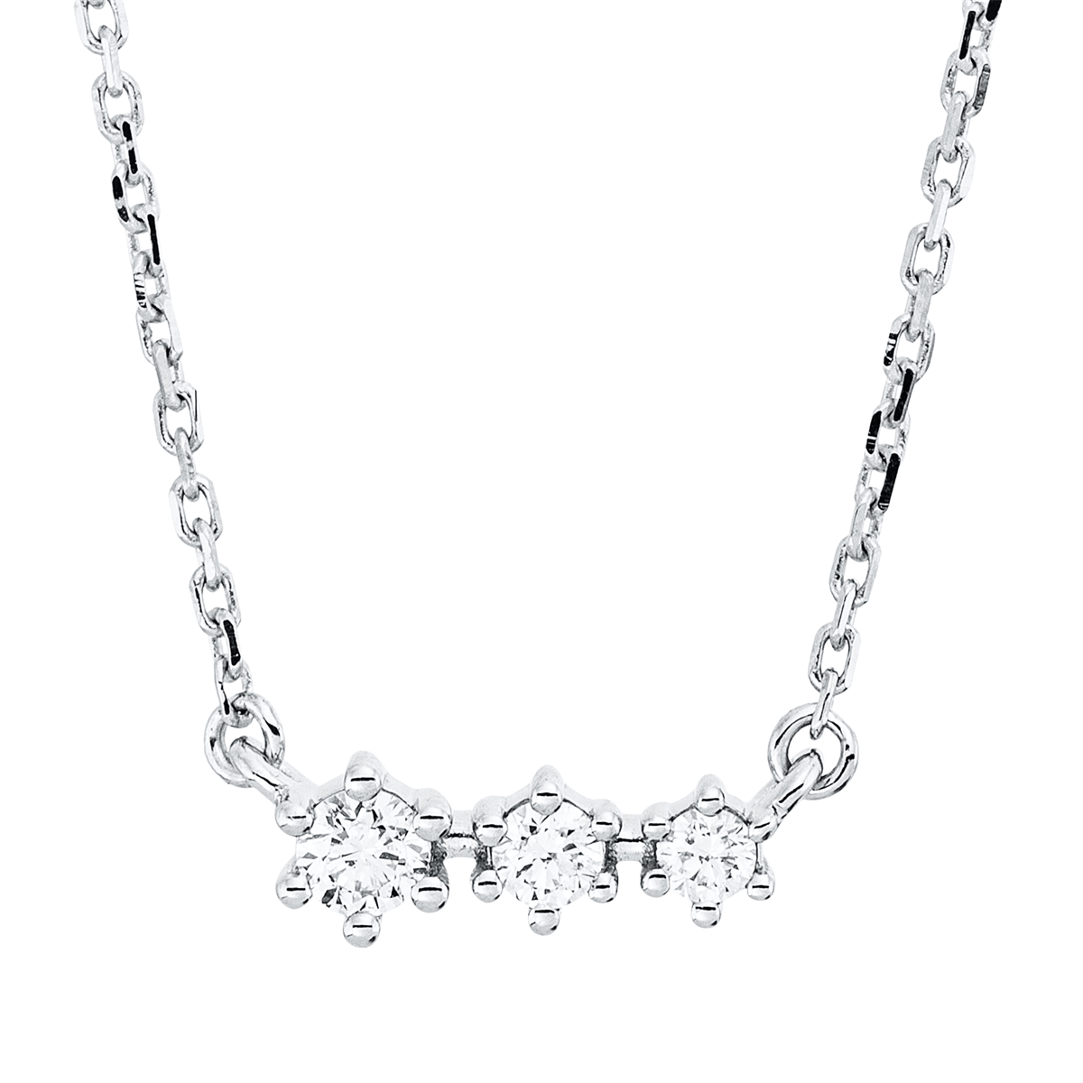 diamond full cut  modern woman necklace in white gold