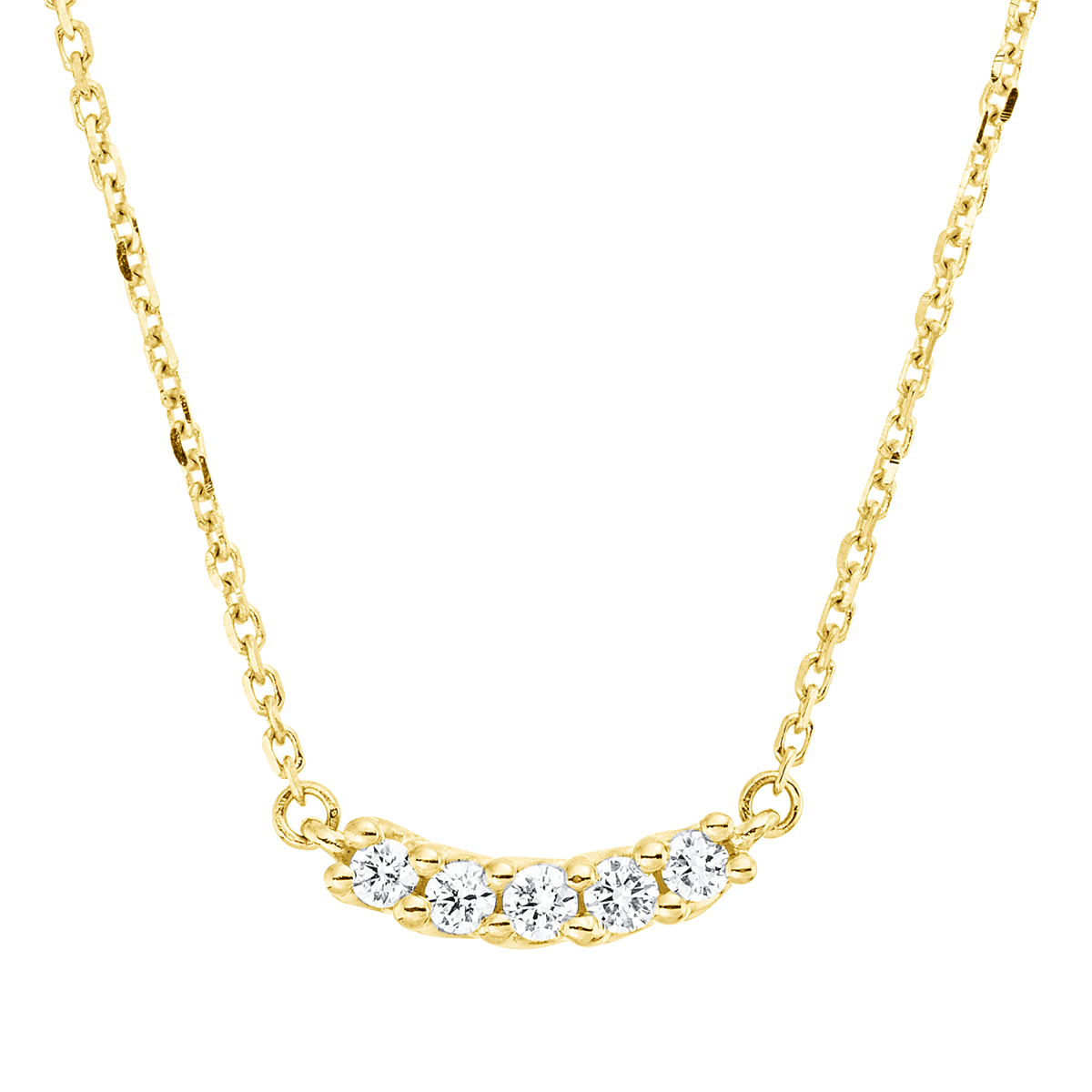 diamond full cut  modern woman necklace in yellow gold