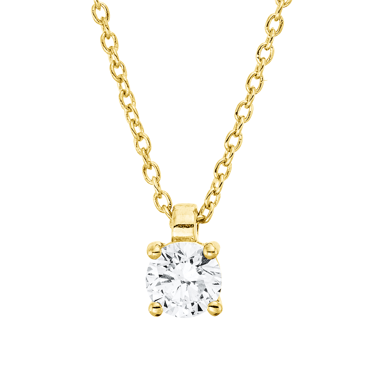 diamond full cut  solitaire necklace in yellow gold