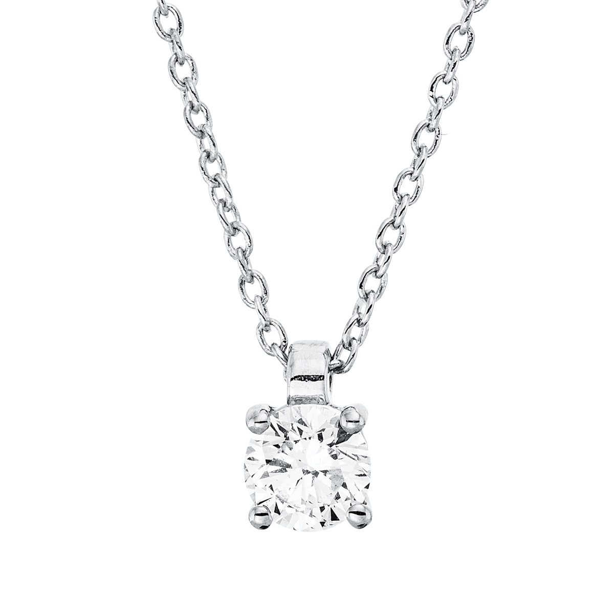 diamond full cut  solitaire necklace in white gold