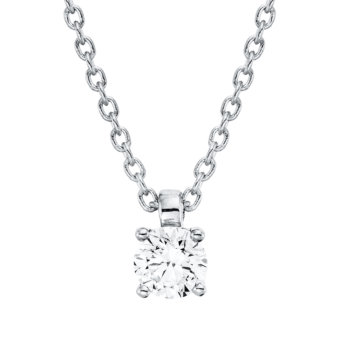 diamond full cut  solitaire necklace in white gold