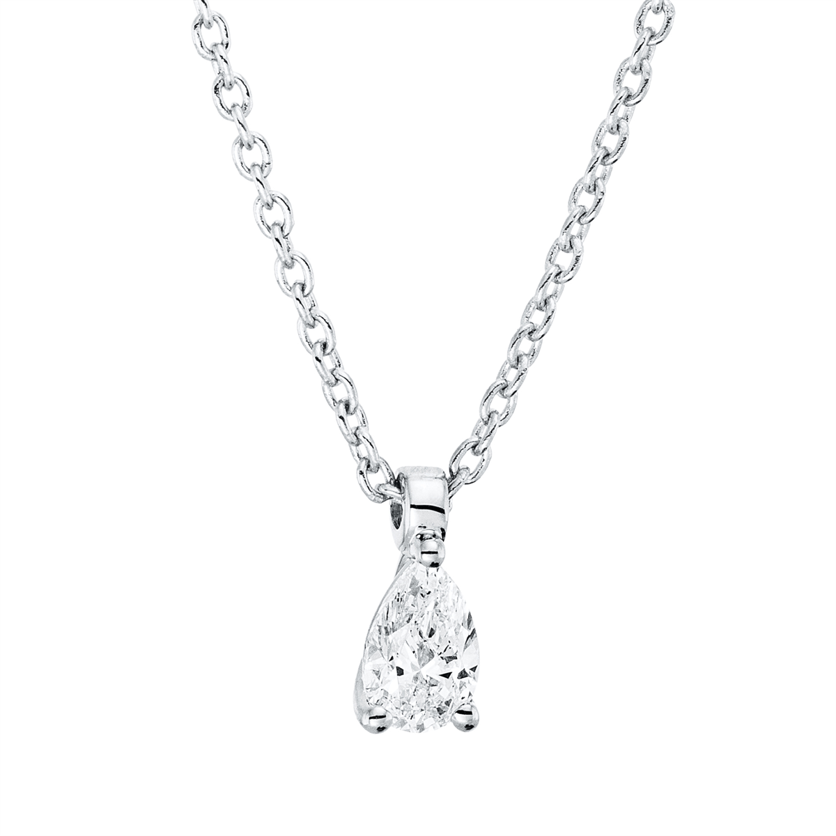 pear shape  solitaire necklace in white gold