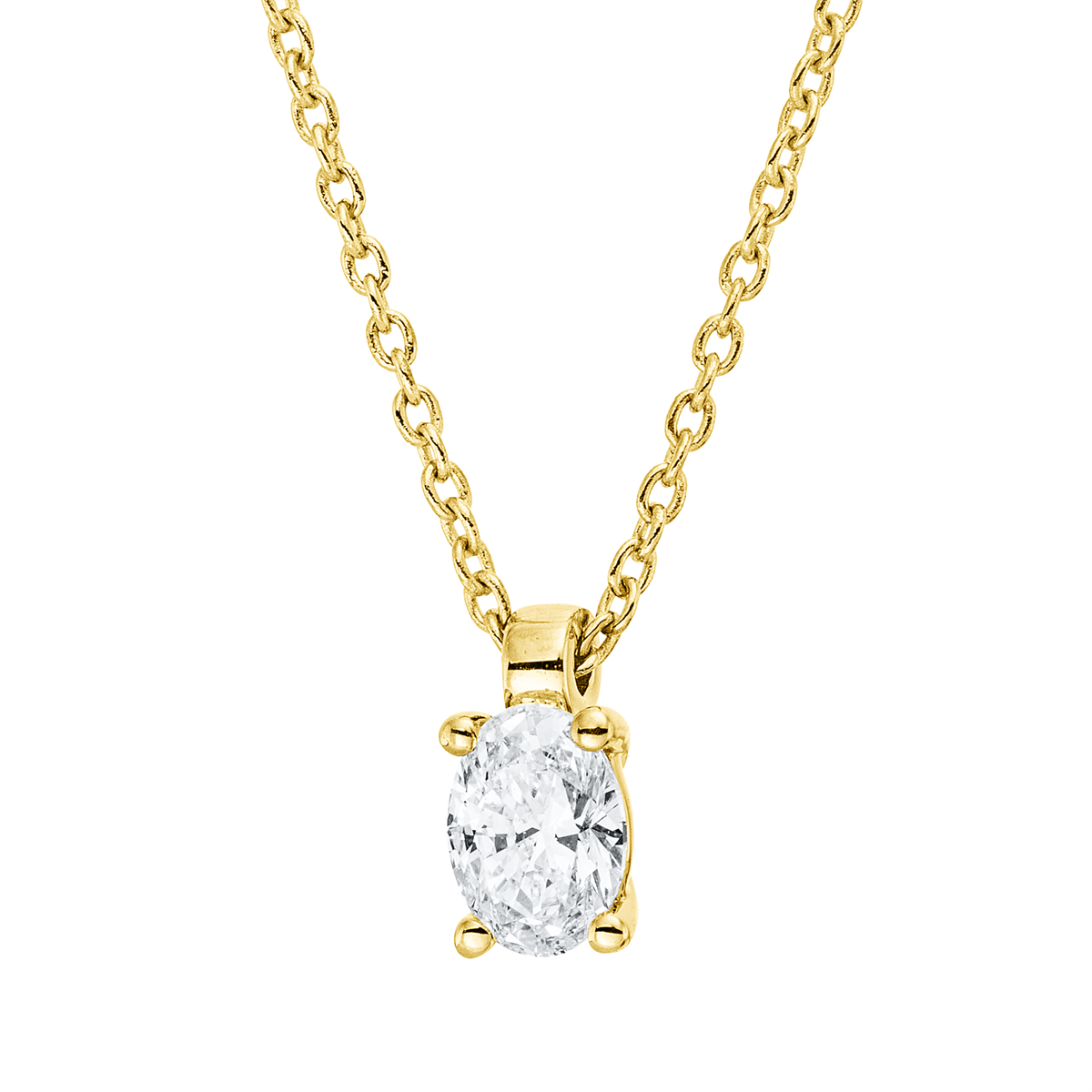 oval  solitaire necklace in yellow gold