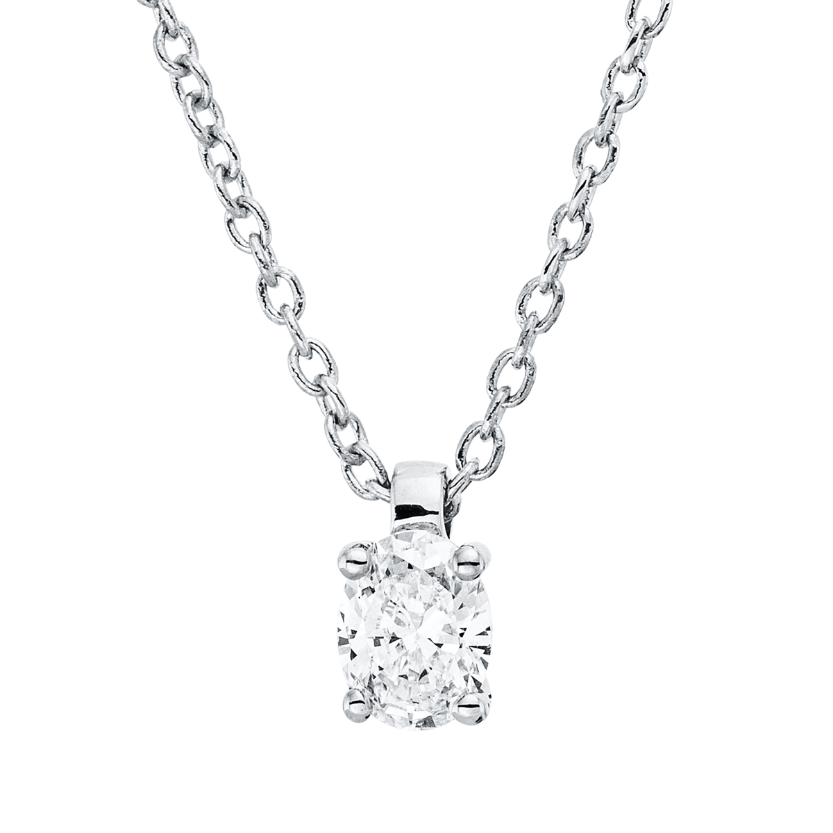 oval  solitaire necklace in white gold