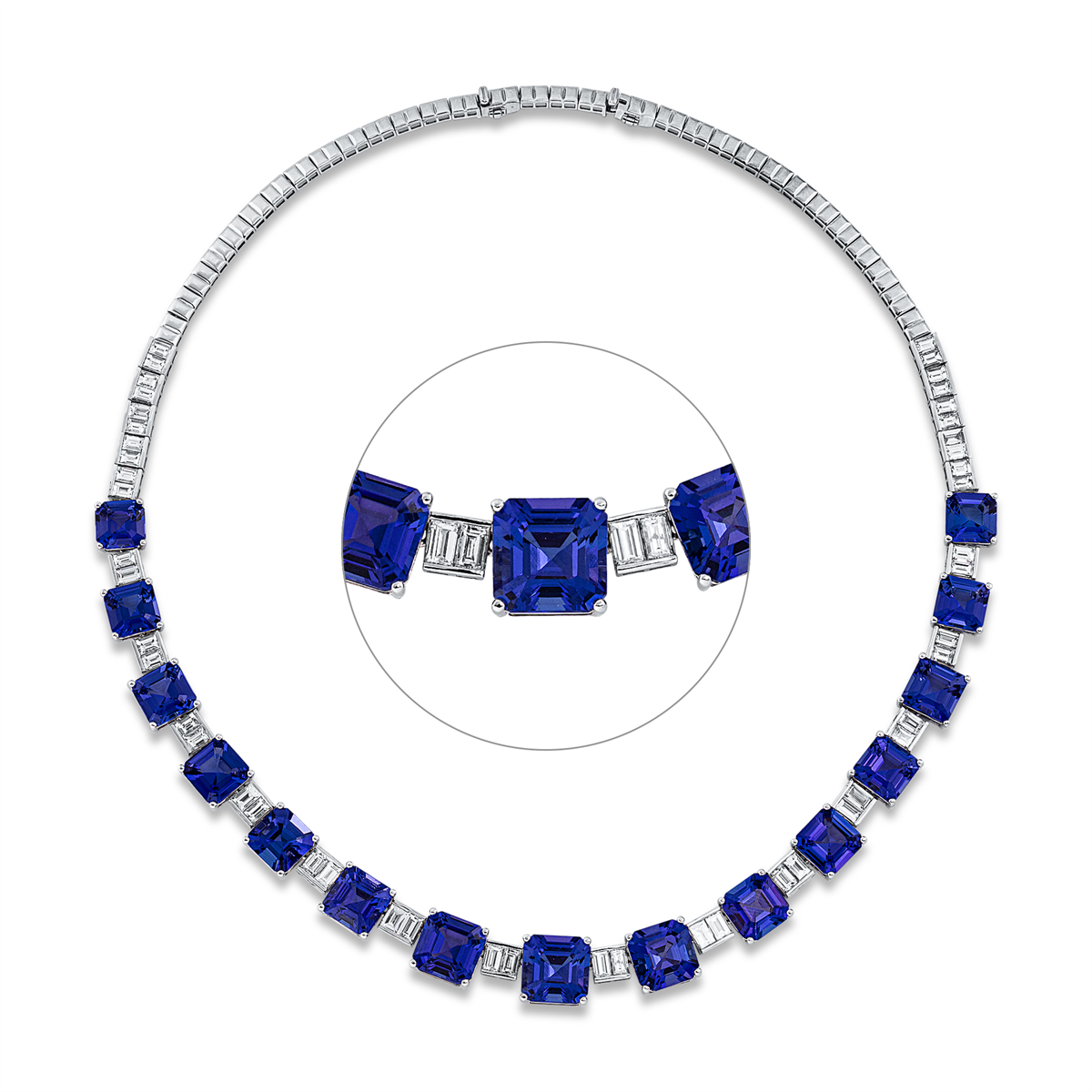 colored stone classic necklace - 4P201