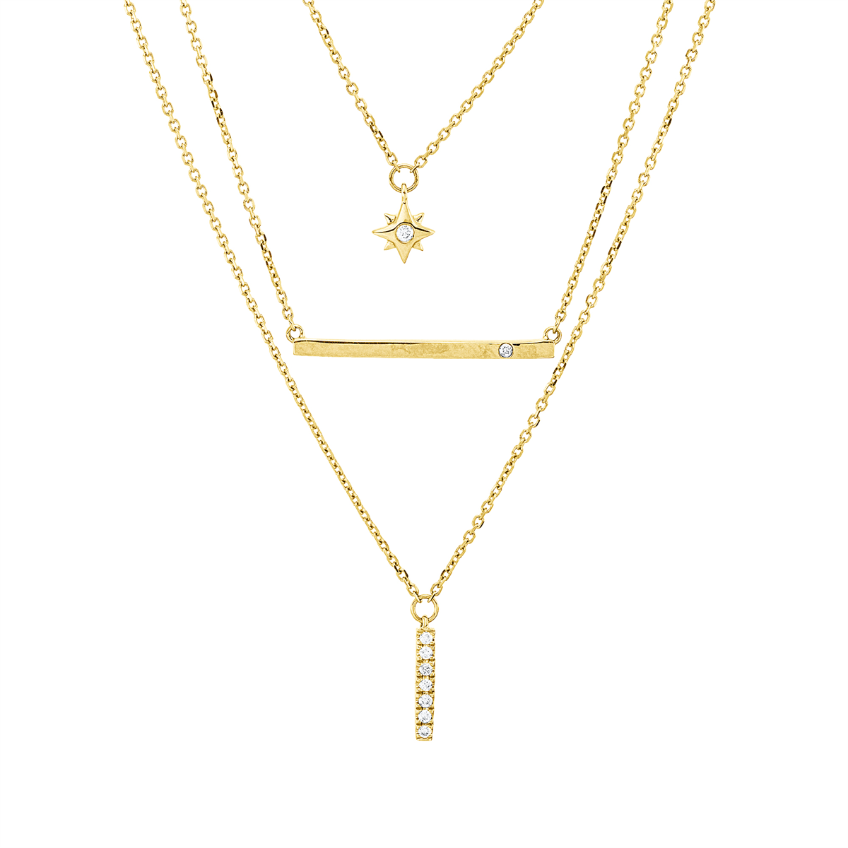 diamond full cut  modern woman necklace in yellow gold