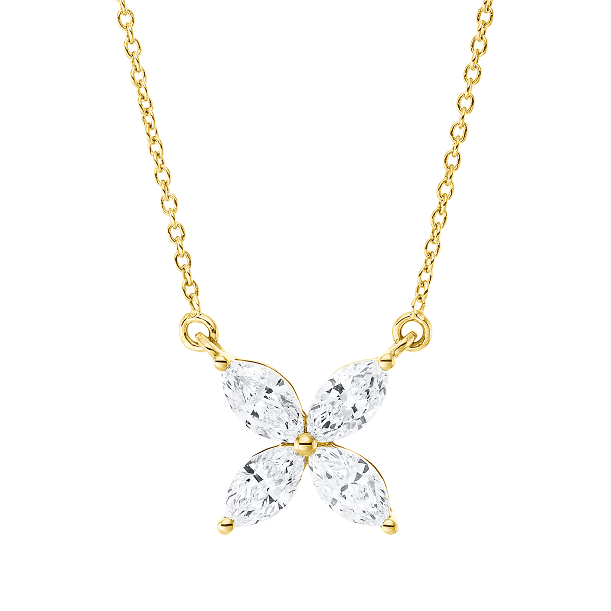marquise  modern woman necklace in yellow gold