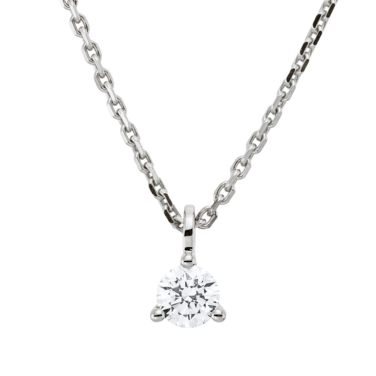 diamond full cut  solitaire necklace in white gold
