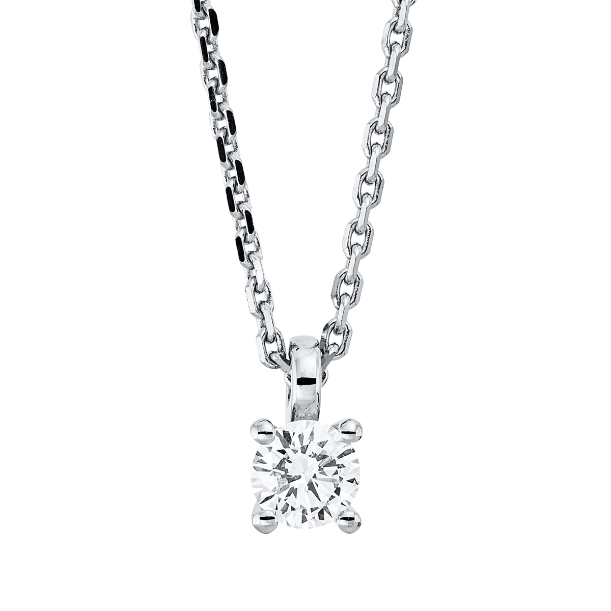 diamond full cut  solitaire necklace in white gold