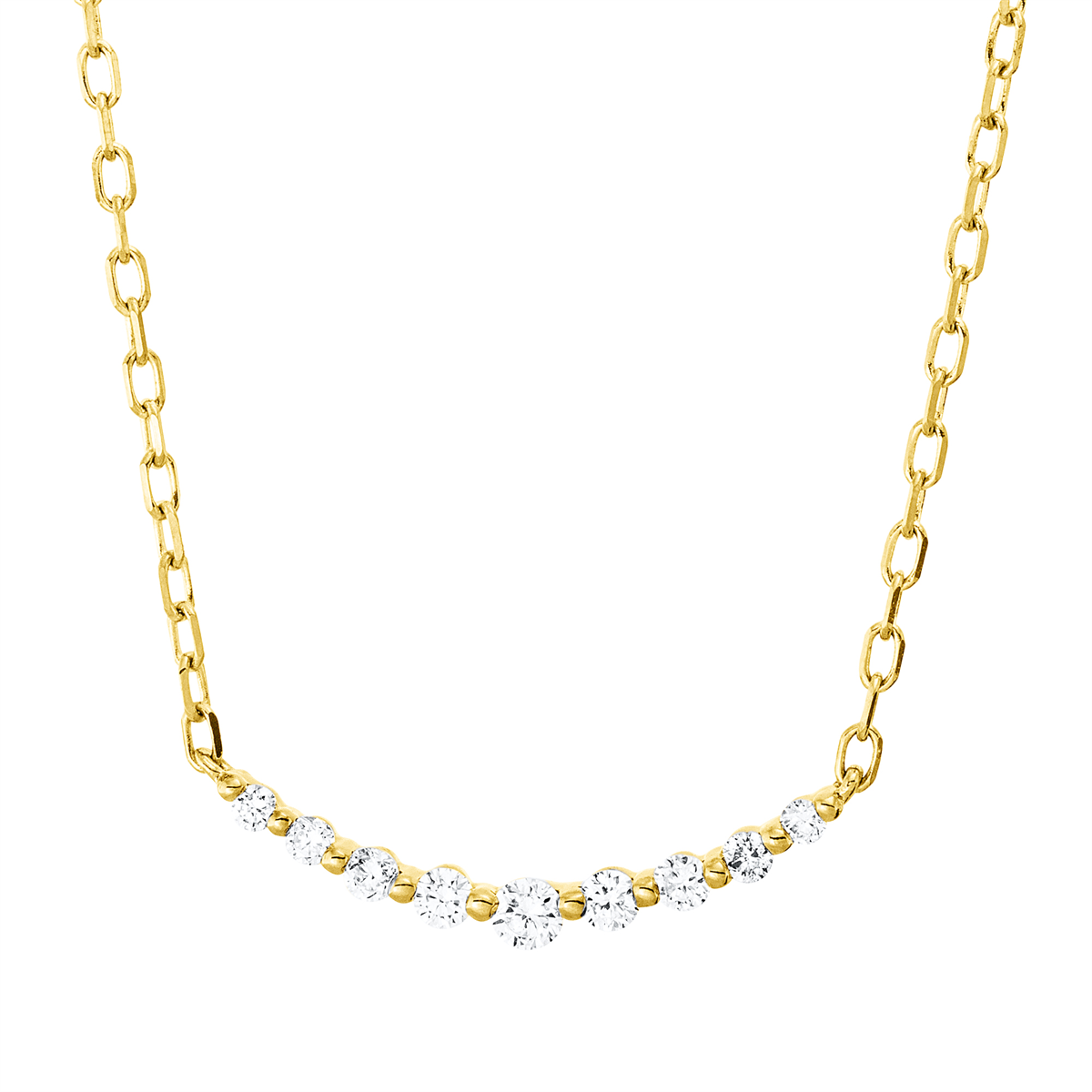 diamond full cut  modern woman necklace in yellow gold