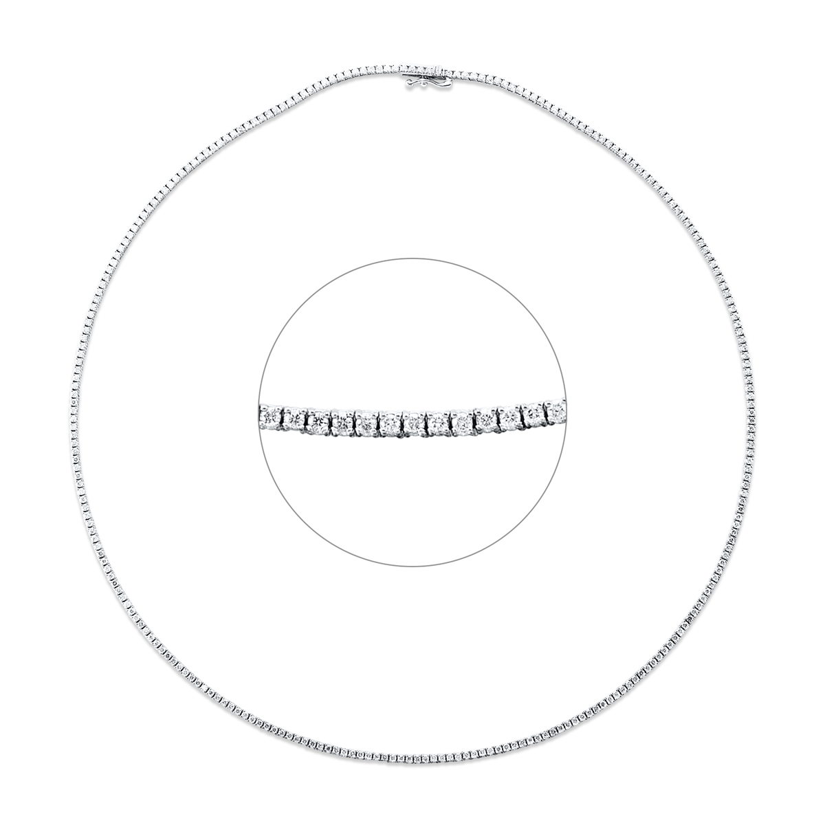 diamond full cut  tennis necklace necklace in white gold