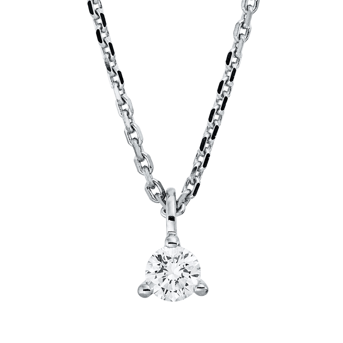 diamond full cut  solitaire necklace in white gold